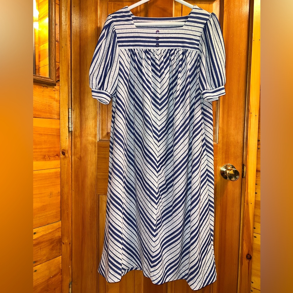 Striped Blue and White Women's cover up Dress